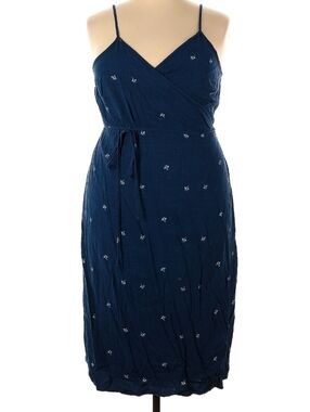 Universal Thread Navy Wrap Dress Floral Rayon Linen Plus Size 2X